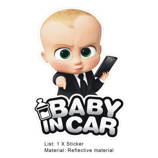 Car Sticker Self-adhesive Waterproof Decorative Eco-friendly Tear Resistant Reflective Cartoon Shape Baby In Car Print No Mark Left Bumper Decals