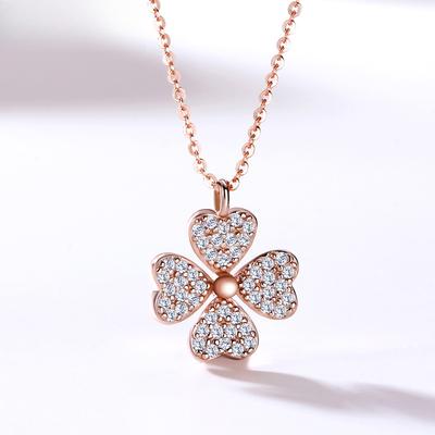 Jewelry Full Diamond Clover Necklace Temperament Pendant Korean Version Clavicle Chain