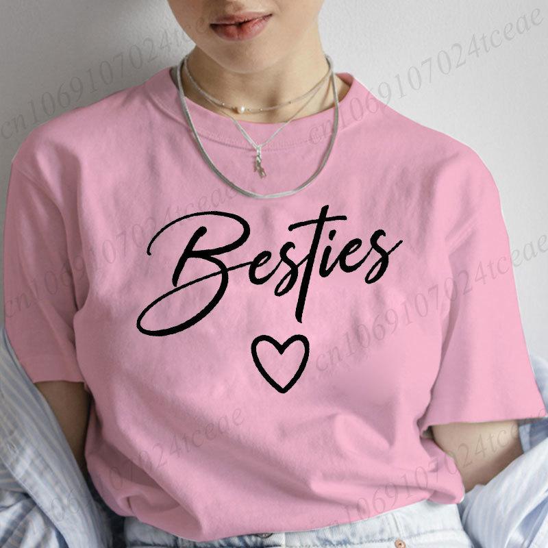 Besties Best Friend TShirts Personalized Long Distance Tee Shirts Clothing Gift Fashion Trend T Clothes Graphic Ladies Clothes