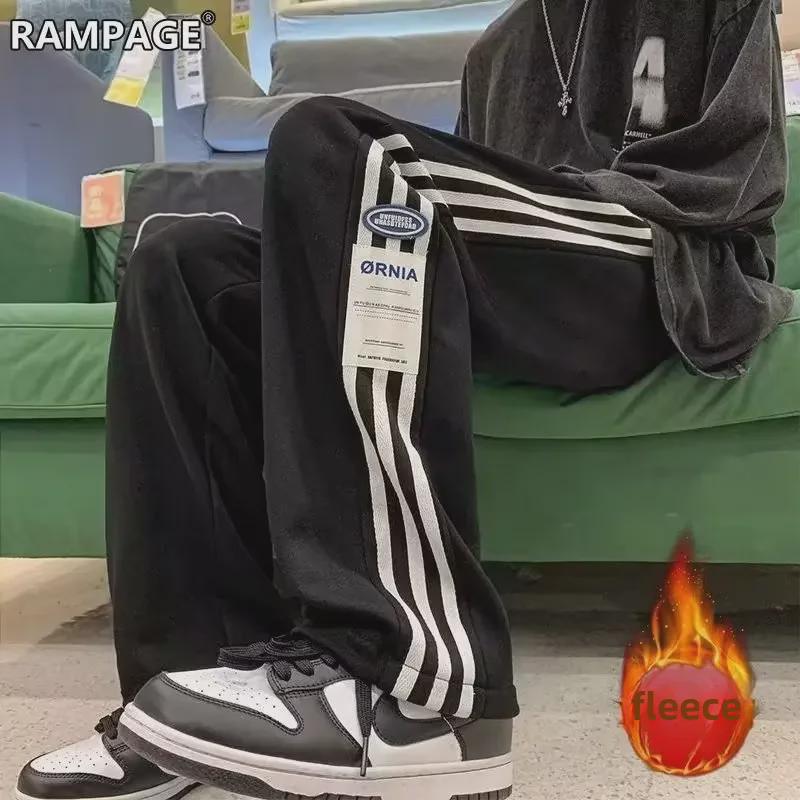 2023 Men's Trendy Striped Velvet-Enhanced Winter Sports Pants