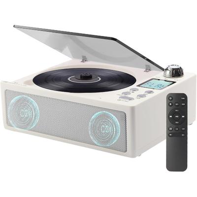 CD Player Portable, Desktop CD Players for Home with Rechargeable Battery, Dual Speakers, Support Opt/USB/TF Card/AUX/FM with Remote Control, LCD