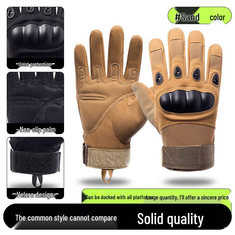 Men's Full-Finger Outdoor Tactical Gloves - Cut-Resistant, Wear-Resistant for Motorcycle Riding & Combat