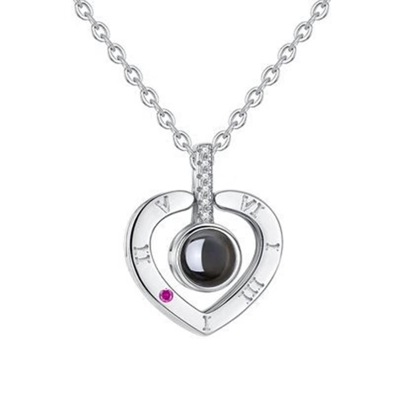Projection Necklace 100 Languages I Love You Fashion High Sense Simple Versatile Collarbone Chain Gift