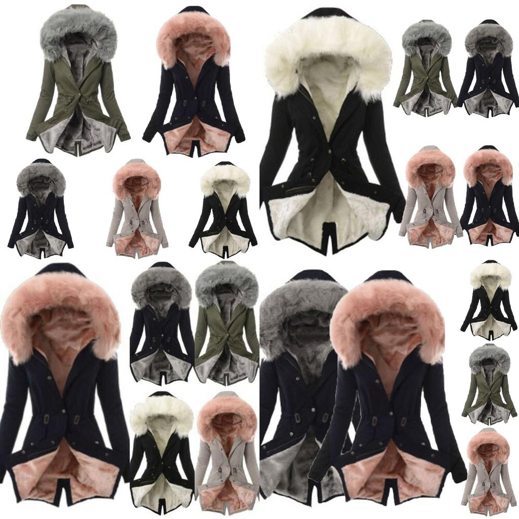 Luxurious Women Faux Fur Collar Hooded Parka Jacket For A Warm Winter