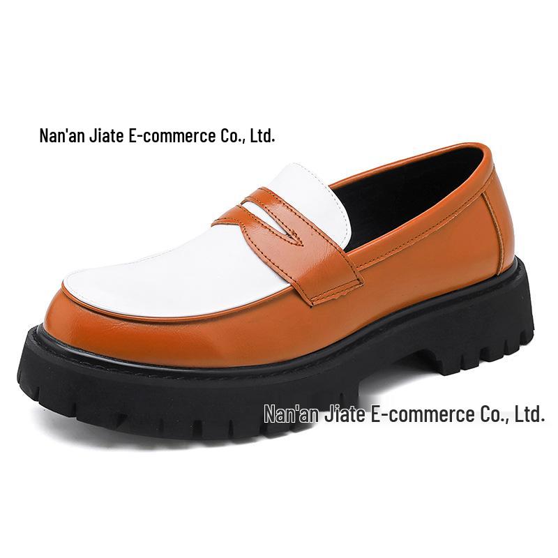 

Мужские лоферы на толстой подошве в британском стиле из кожи - Большой размер, Формальная и повседневная обувь-слипоны 43 коричневый