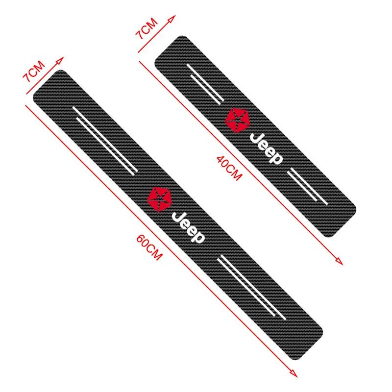 4Pcs Carbon Fiber Car Doorsill Protector Sticker For Jeep Compass Wrangler Gladiator Renegade Grand Cherokee Wagoneer AJW1