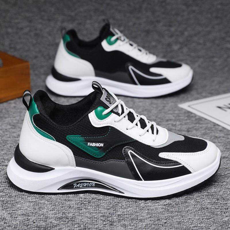 Men's shoes spring and autumn mesh breathable platform sneakers waterproof leather surface light and comfortable running shoes casual shoes