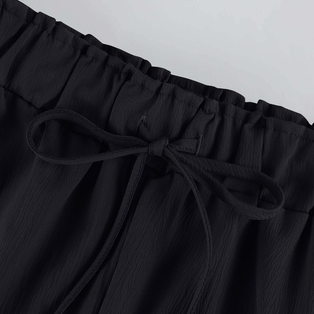 Dámské ležérní kalhoty se širokými nohavicemi Elegantní kalhoty Dlouhé kalhoty s páskem Kalhoty široké rovné nohavice