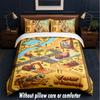 Construction Vehicles Theme Custom Text Or Name 3Pcs Bedding Set,1 Flat Sheet & 2 Pillowcases Personalized Home Bedding