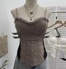 Y2K Spicy Girl Spitzenbesetztes Camisole mit Brustpolstern und Reißverschluss am Rücken
