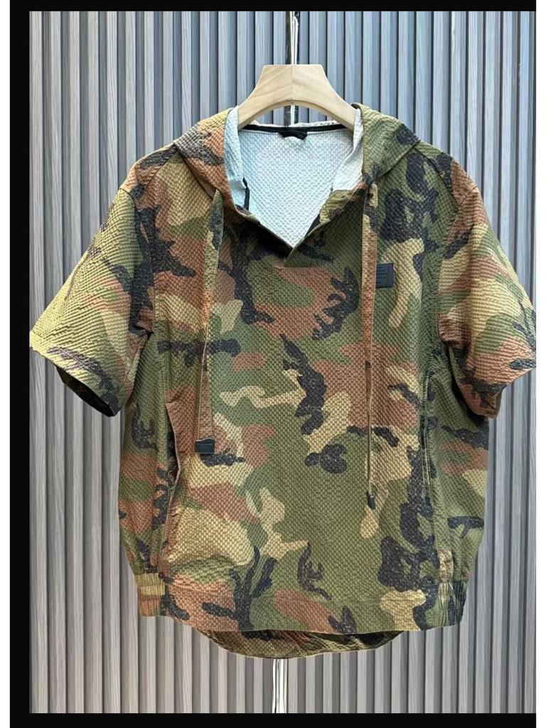 Men's Summer Casual Solid Color Two-Piece Sportswear Set - Hooded Pullover & Shorts