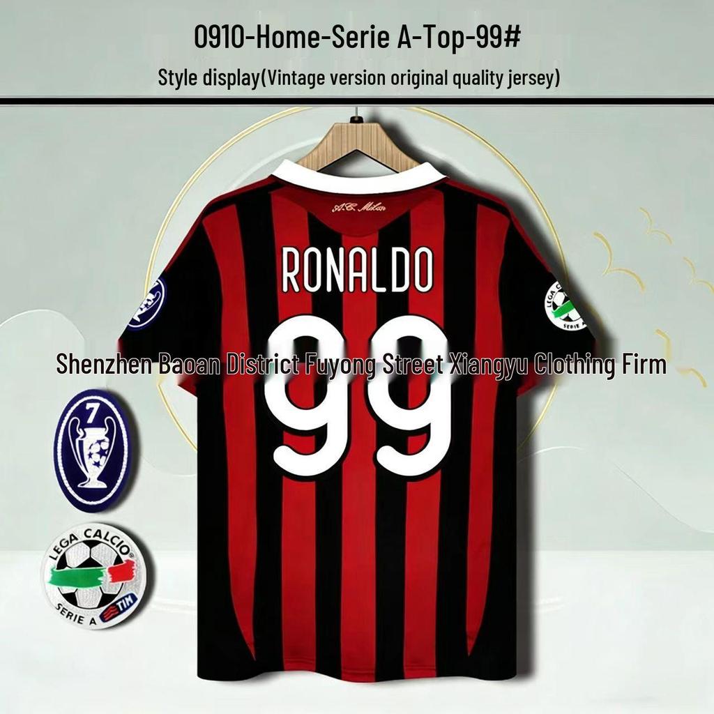 93–14AC Klassisches Retro-Fußballtrikot: 22 Kaka, 32 Beckham, 80 Ronaldinho, 99 Ronaldo