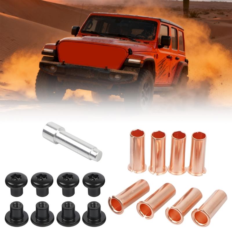 

Set of 1 Premium Aluminum Iron Door Hinge Nut Replacement Set Featuring Dedicated Removal Tool for Quick Off Roading Vehicle Repair and Durability 1