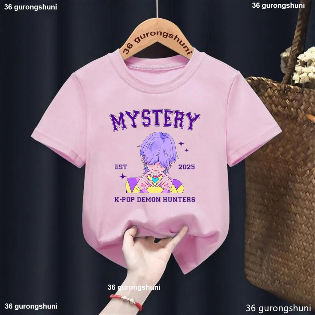 Nowy Chłopięcy T-shirt Kreskówkowy T-shirt Kpop Demon Hunters Saja Chłopięcy Nadruk Fajny Dziecięcy T-shirt Harajuku Topy Krótki Rękaw Ubrania dla Niemowląt Dziewczynek Chłopców