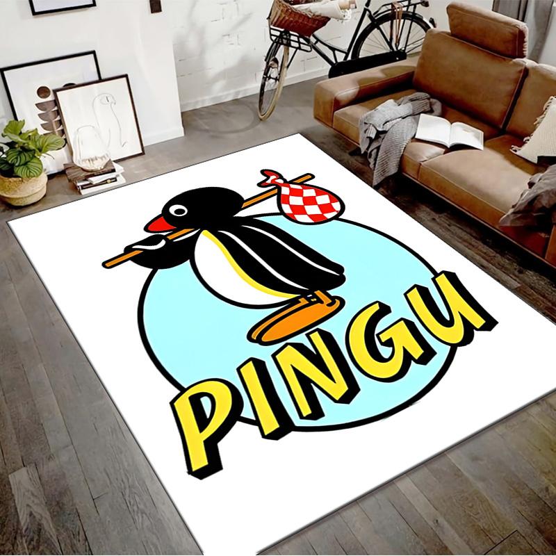 1pc Pingu Design Printed Area Rug Carpet for Bedroom Living Room Home Decor Rugs Mat Non Slip Mat Rug for Bedside