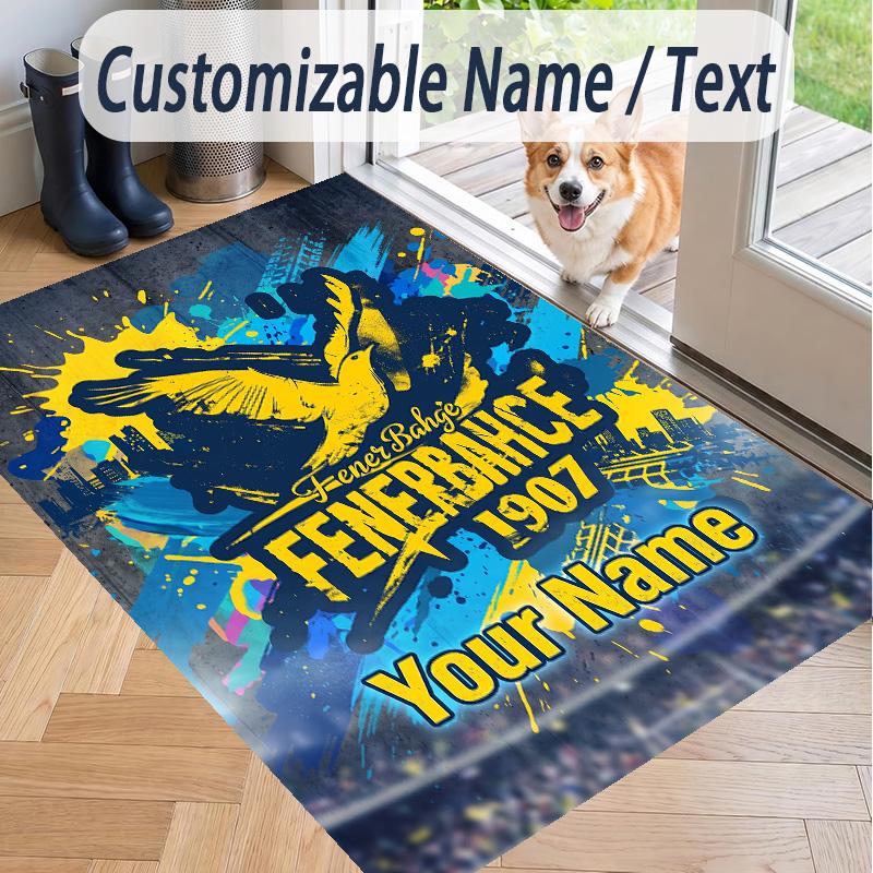 Custom Text Printed Rug Fenerbahçe FC Non Slip Floor Carpet For Home Room Decor