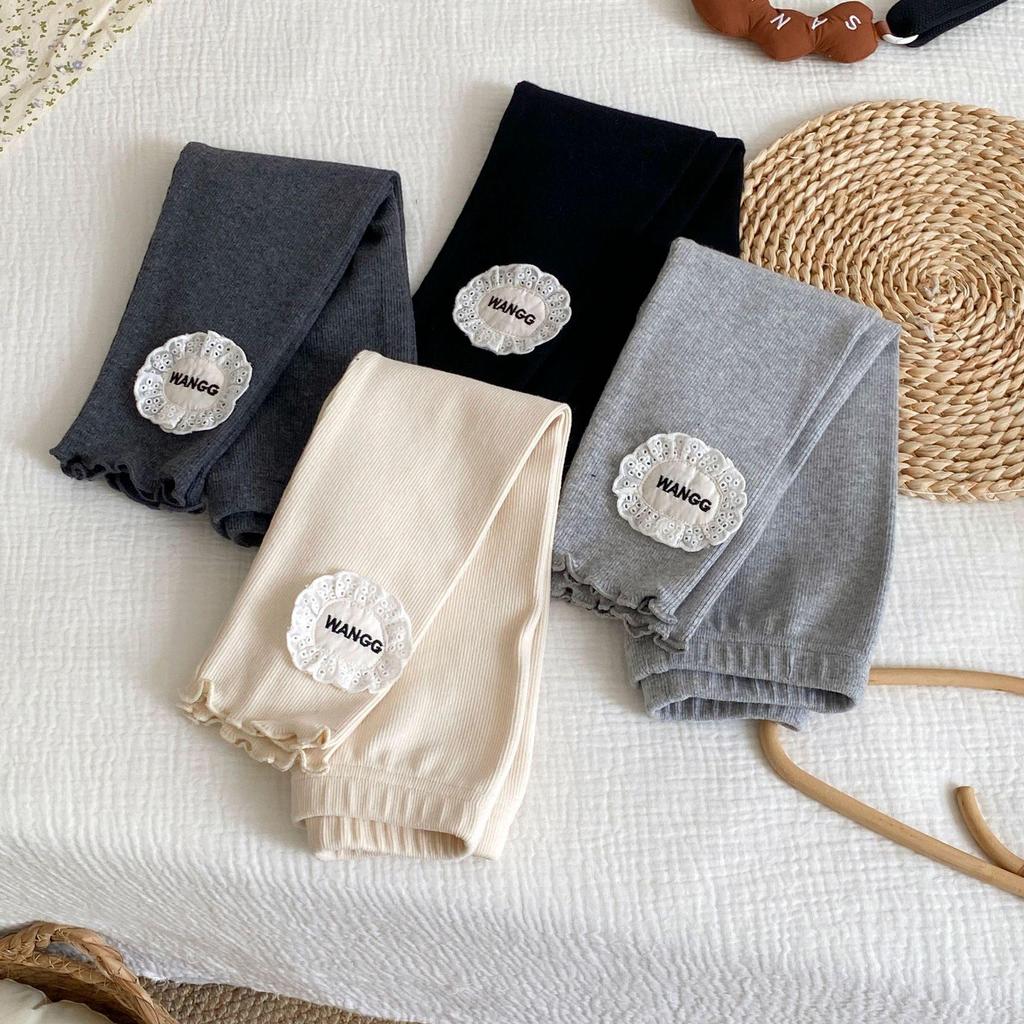 2025 New Autumn Style Toddler Girls' Solid Color Foot-Patched Leggings: Fashionable and Versatile Outerwear Pants