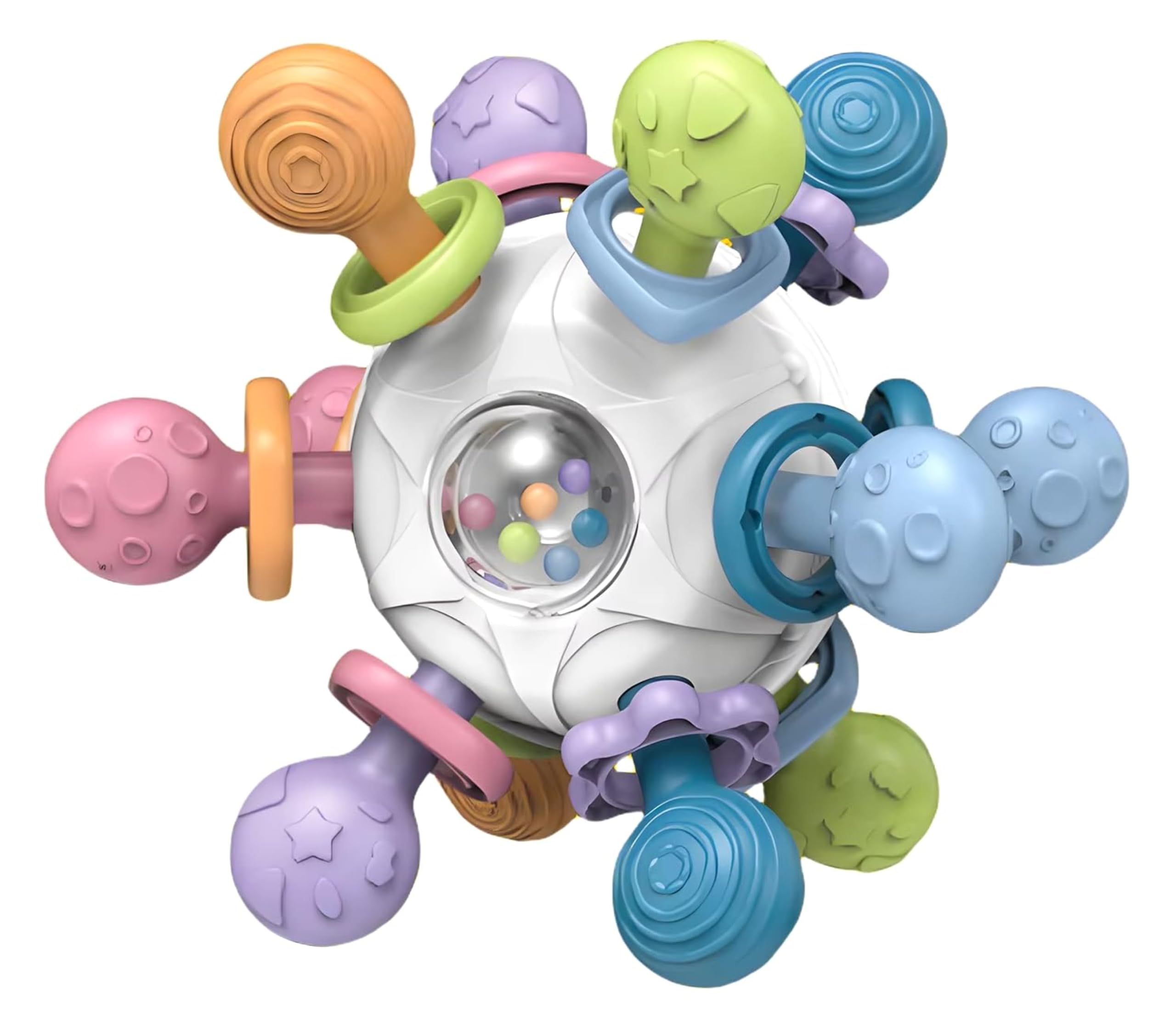 

Монтессори Мягкий резиновый Милый красочный Прорезыватель-шарик Активность Сенсорная игрушка (Удивительный Белый)