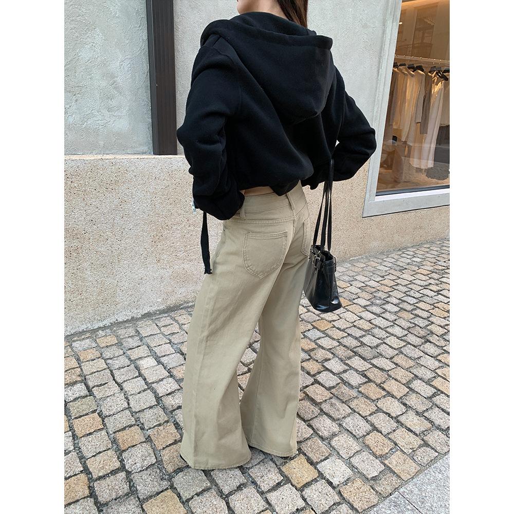 Autumn and winter thickened American wide-leg slightly pulled jeans women's versatile casual trousers women's cx1119