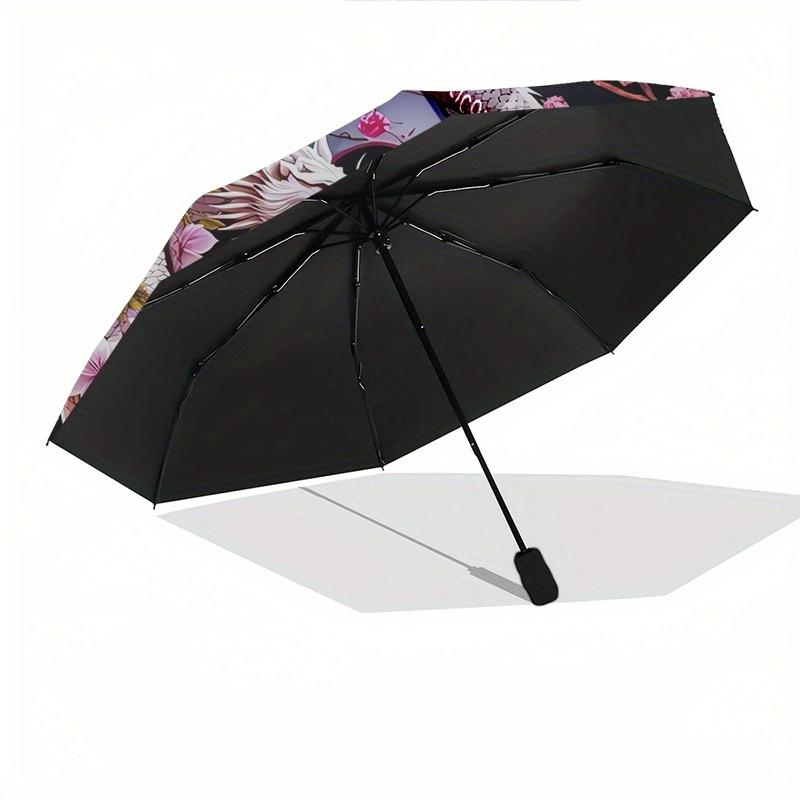 Dragon Yin Yang Automatic Folding Umbrella 8 Ribs, Durable Iron Frame, Bright Color Pattern Compact Travel Umbrella, Suitable for Outdoor,