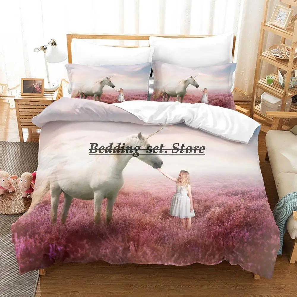 

Радужный Конь Однорог Комплект Постельного Белья Односпальный Полуторный Двуспальный Кингсайз Комплект для Кровати Взрослый Детский Спальня Набор Пододеяльников Набор Простыней 70x133cm 2pcs