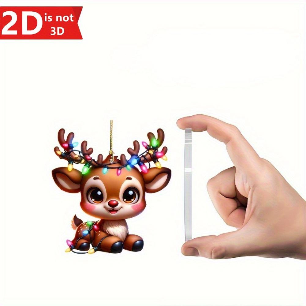 2D Hanging Reindeer for Christmas Trees, Car Mirrors, and Keychains. A Creative Holiday Accessory.