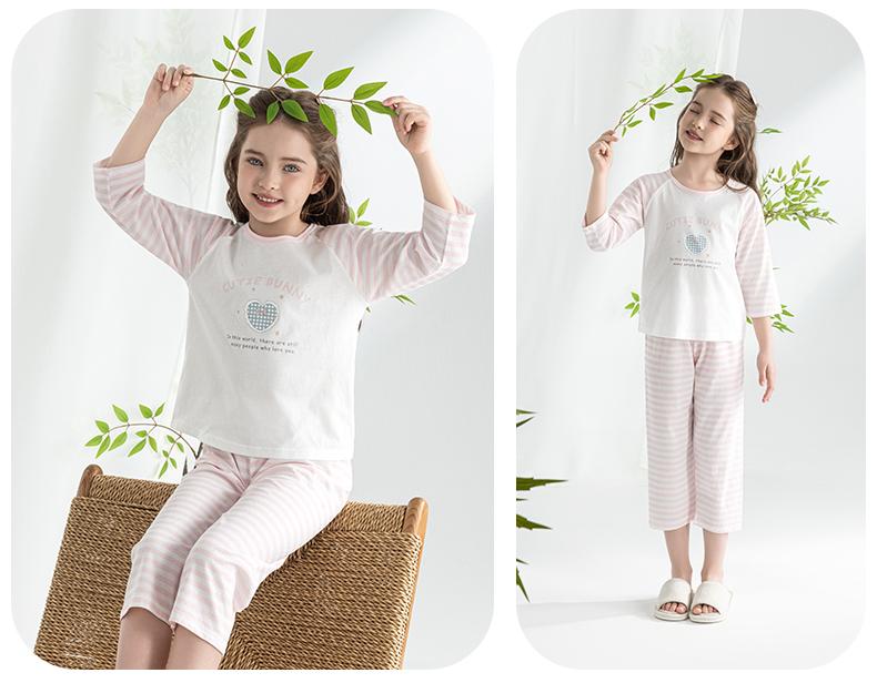 Yingbolun Girls' Pajamas Pure Cotton Set 2026 New Spring and Autumn Children's Home Clothes All Cotton Summer Thin Air Conditioning Clothes