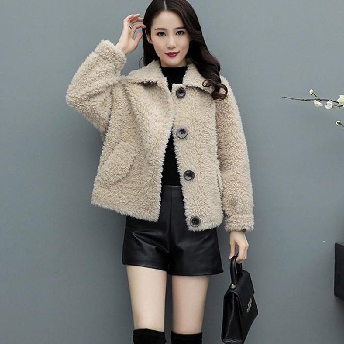 Fur Integrated Coat Women's Autumn and Winter Imitation Lamb Wool Coat Women's Short Loose Popular Coat Trend