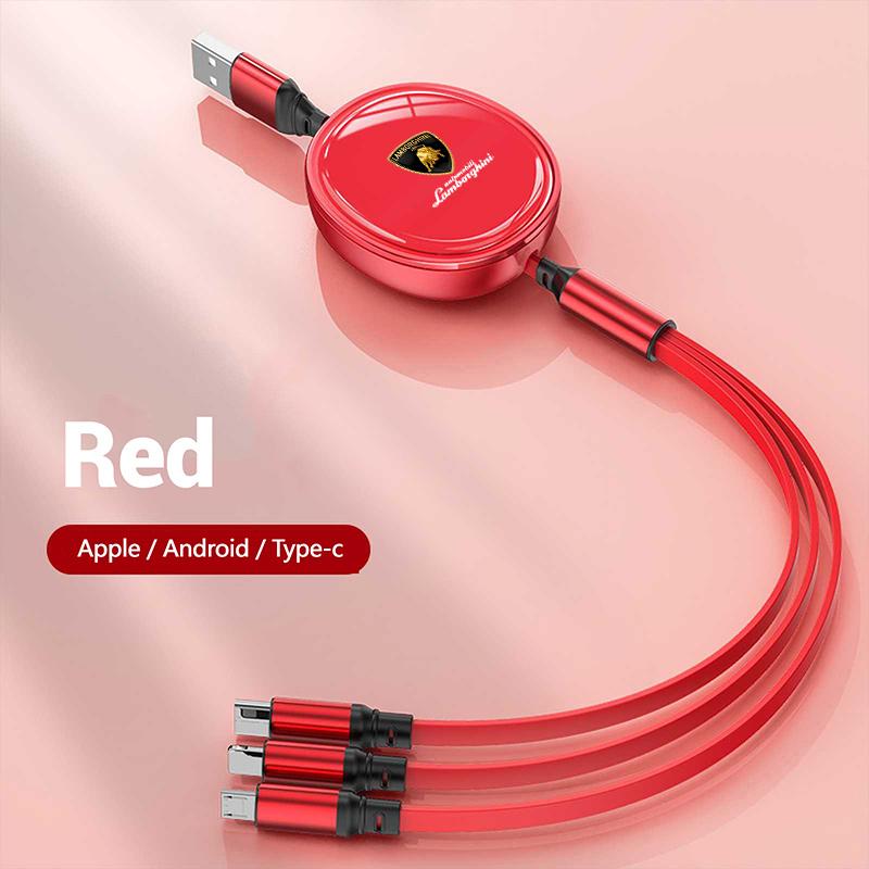 3-in-1 Interface Car Charger Data Cable Safe Fast Charging For Lamborghini Urus Huracan Aventador Premium Auto Accessories