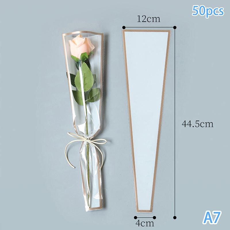 50pcs Mermaid Wavy Pattern Flower Bouquet Gift Cellophane Bag Wrapping Paper Bag Valentine's Day Mother's Day Single Rose Bags