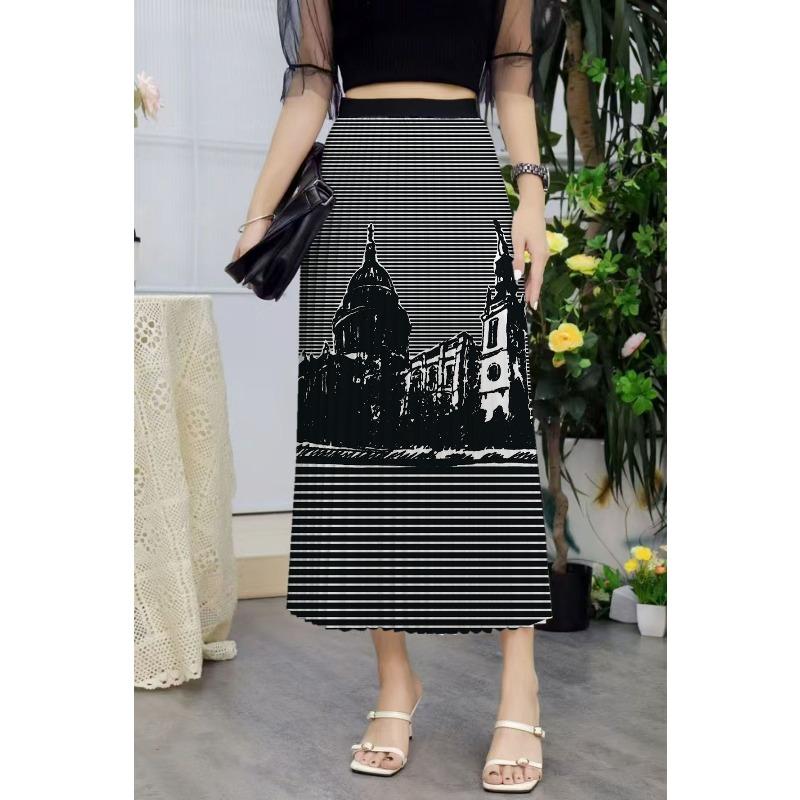 New Skirt Women's Eba Skirt Printed Skirt Pleated Skirt