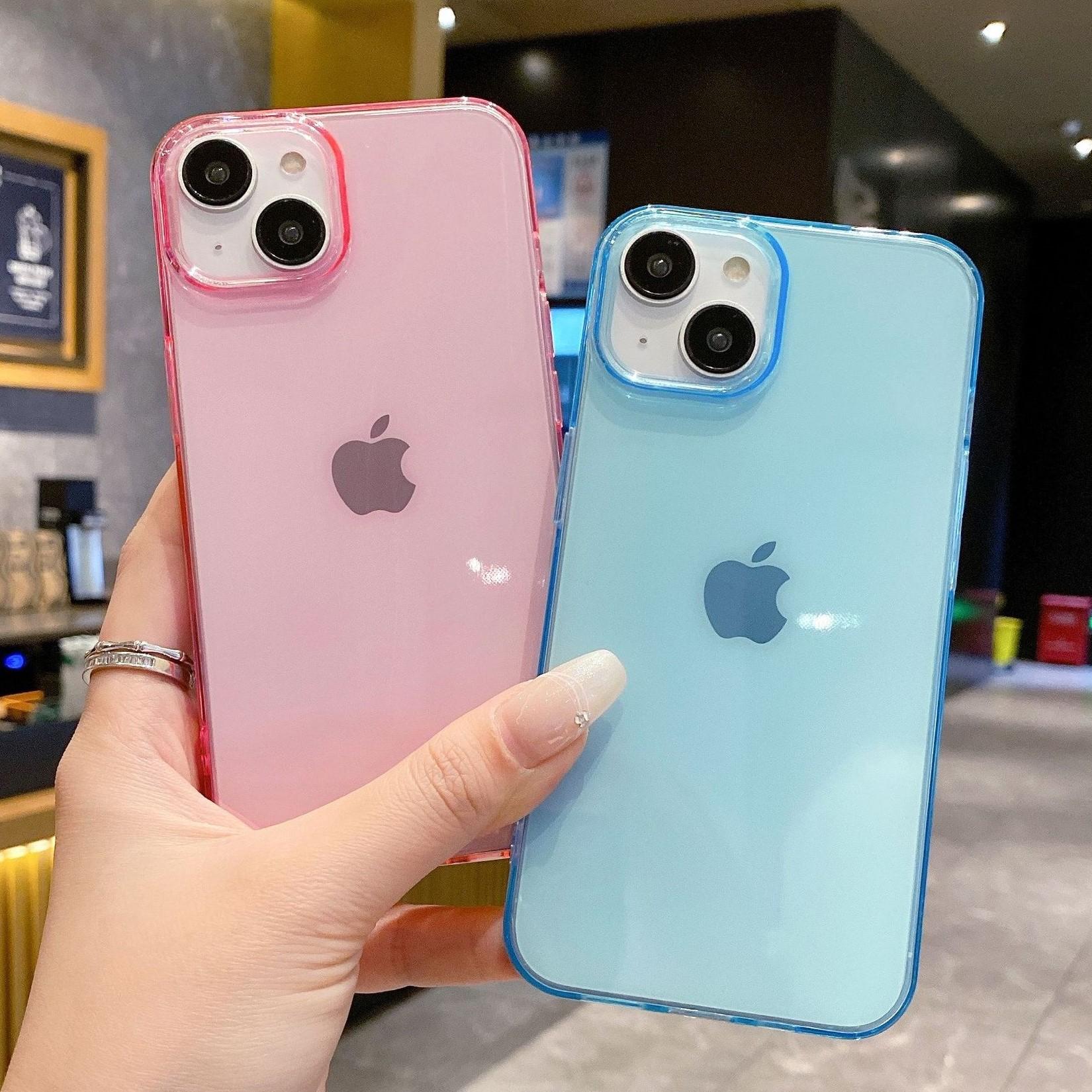 

Soft Transparent Candy Color Phone Case For iPhone 16 15 14 13 12 11 Pro X XS Max XR 8 7 Plus Mini Clear Shockproof Bumper Cover For iPhone 13