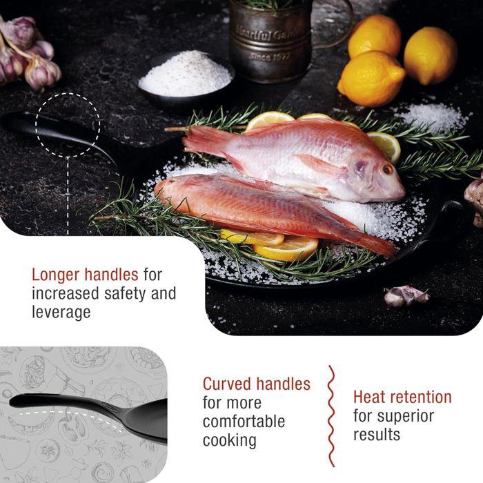 Plaque à Griller Comal en Fonte Émailleé Induction pour Pizza 30cm Feu, Barbecue Victoria 36379 Noir