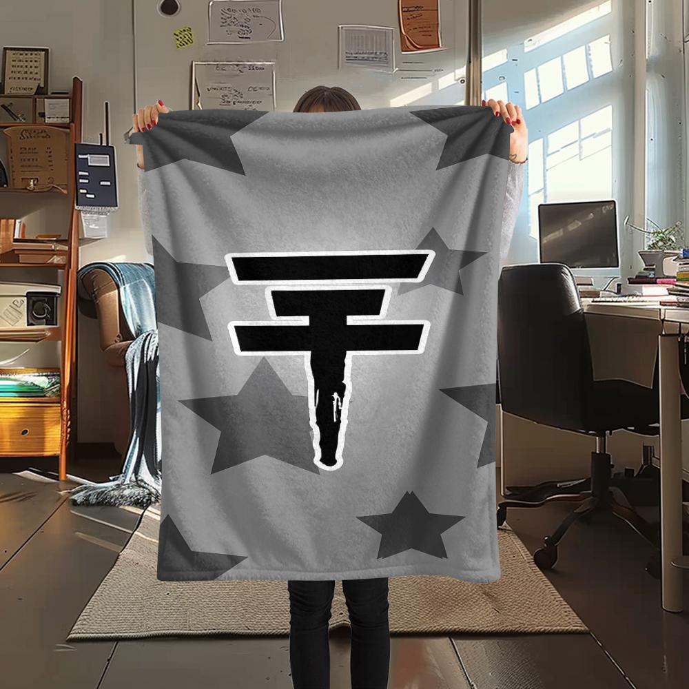 1PC Tokio hotel Print Flannel Blanket, High quality All Seasons, Home Decor, Warmth and Comfort, Perfect for Christmas Gifts