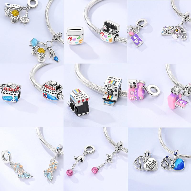 S Copper Original Charms Beads Colored Pendant Charm Fit Bracelet Necklace Dangle For Women Diy Jewelry Making