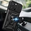 For Apple 13/14/15 Pro Phone Case Anti Drop Sliding Window for IPhone 14 PLUS Metal Ring Holder