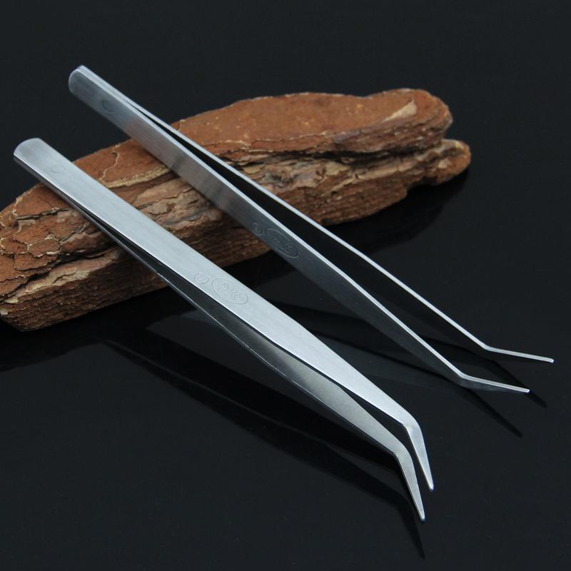 Pinzetten-Set aus Edelstahl: Gerade & Gebogene Spitzen mit Hoher Härte zum Einfädeln von Nadeln