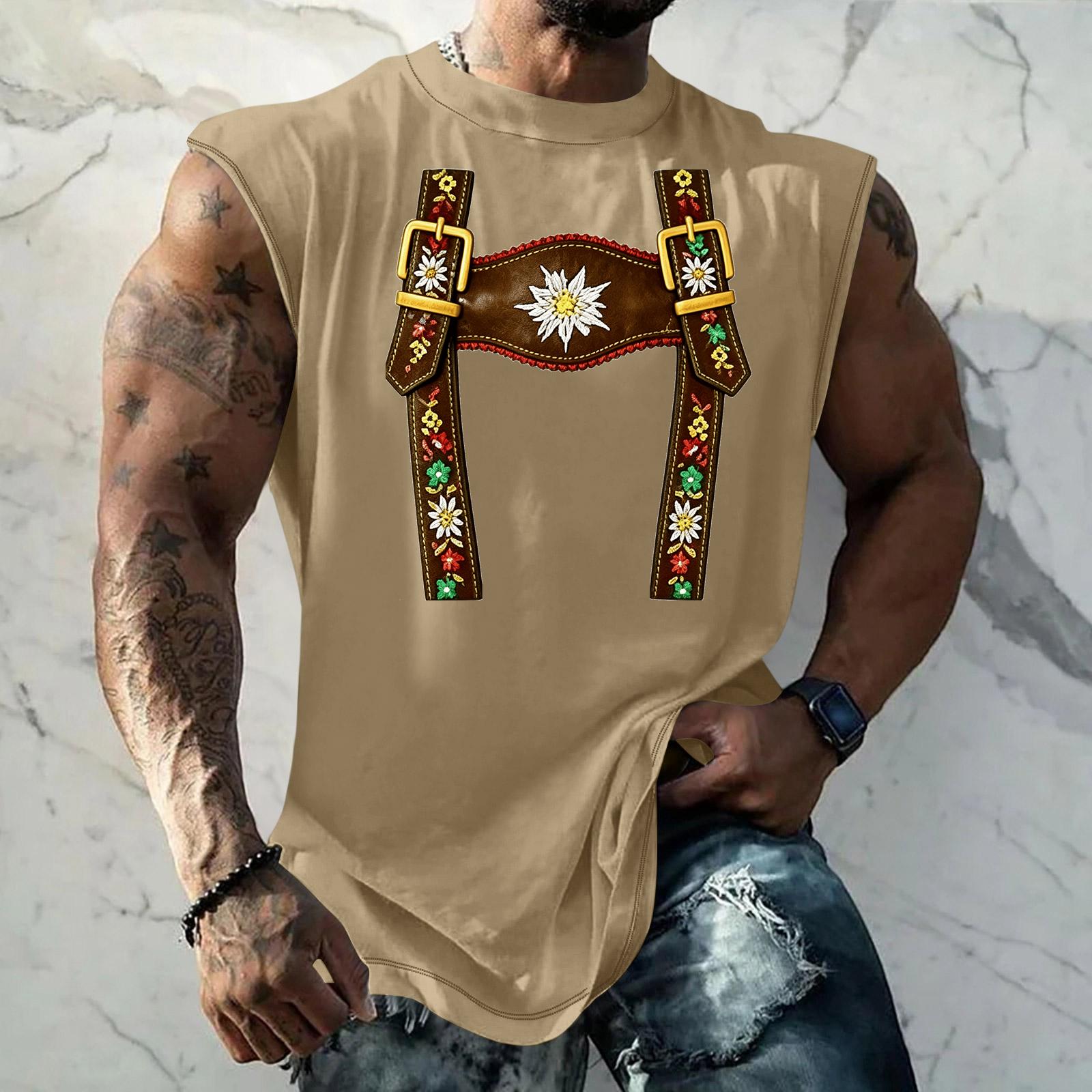 

Men Sleeveless Tank Top Loose Fit Casual Streetwear Printed Texture Pattern Summer Vest for Outdoor Sports and Daily Wear XXXL жовтий