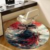 Traditional Japanese Kimono Chair mat Round Rug-Office carpet, Machine Washable, Non-slip, Suitable for Living Rooms, Bedrooms, Entryways, a