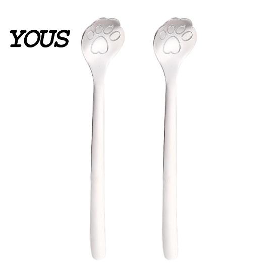 Cat Paw Utensil 1/2/3Pcs Stainless Steel Teaspoon, Design Mixing Spoon, Easy to Shaped Coffee Stirrer Clean Tableware for Sugar Ice Cream