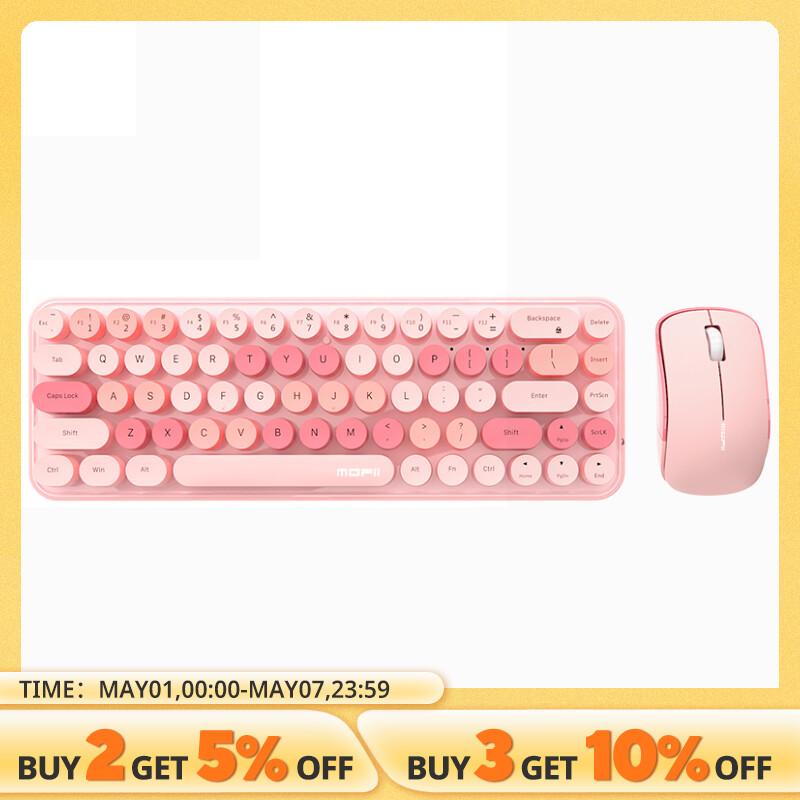 

Беспроводная клавиатура и мышь MOFII, симпатичная красочная 68-дюймовая компактная клавиатура с круглыми клавишами для компьютера, компьютера, настольного компьютера, ноутбука