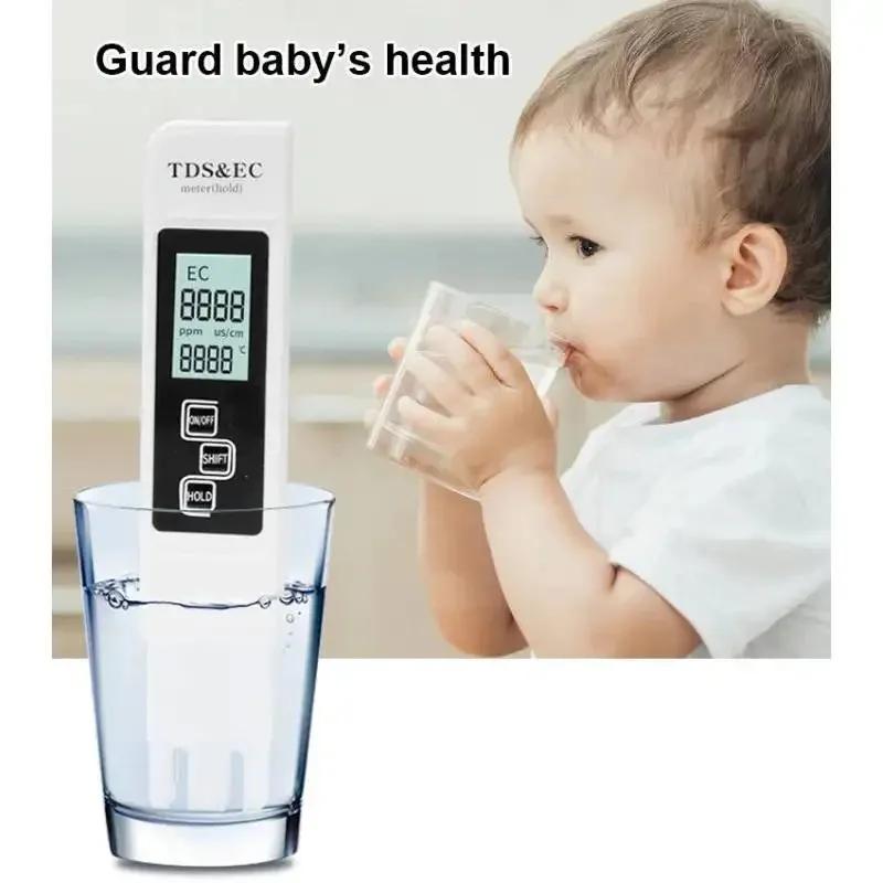 Digital Water Quality Tester TDS EC Meter Range 0-9990 Multifunctional Water Purity Temperature Meter TEMP PPM Tester