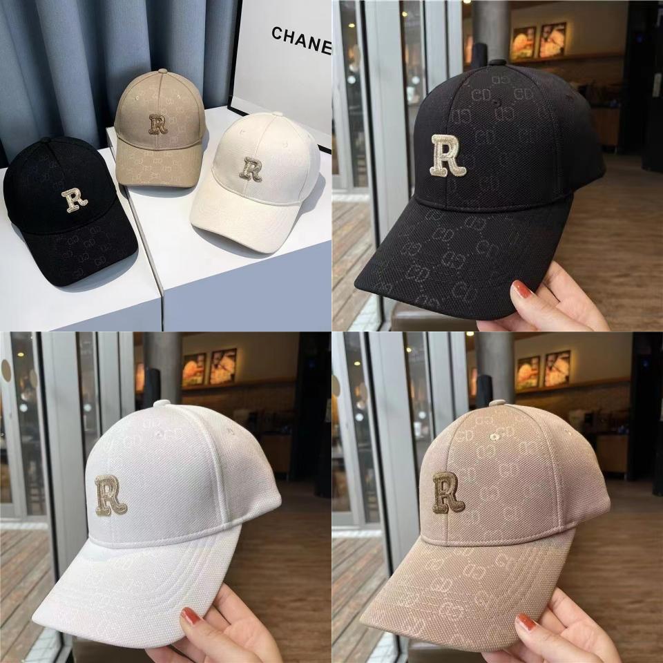 Baseball Cap With Embroidered R Letter For Outdoor Sun Protection Casual Wear