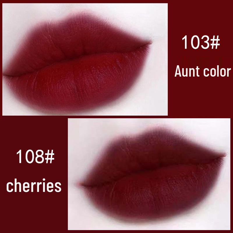 LANYI Dusky Rose & Auntie Red Matte Long-lasting Lipstick - Moisturizing, Waterproof, Cherry Red Aura Whitening.