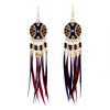 Trendy Ethnic Retro Multicolor Feather Beaded Circle Dangle Earrings