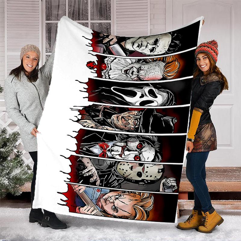 Halloween horror Theme Printed Blanket - Perfect for Couch, Bed, Travel & Outdoor Use | Machine Washable, Cozy & Durable.