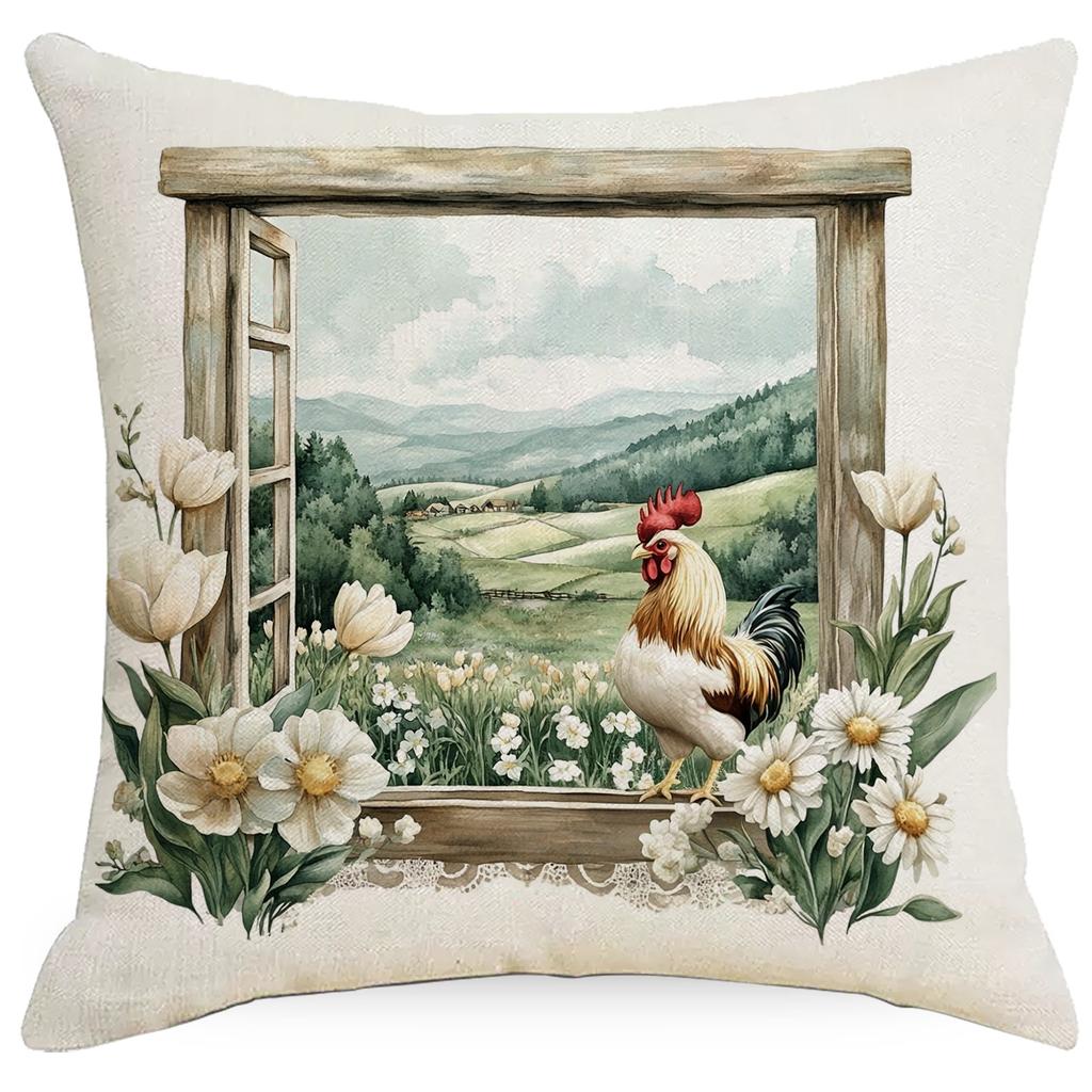 Retro Farmhouse Pillowcase Floral Animal Home Sofa Cushion Pillowcase