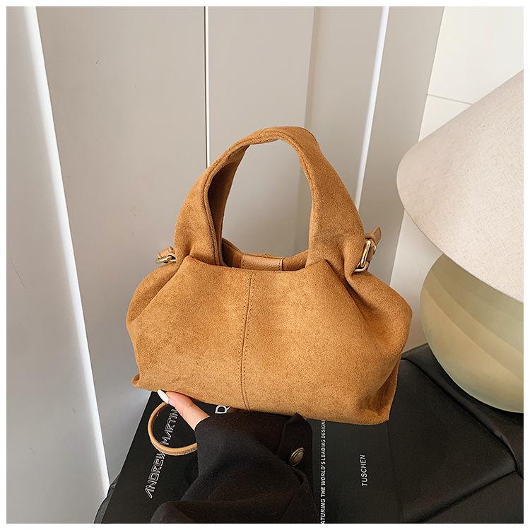 Vintage Faux Suede Women Handbag New Brand Trendy Lady Shoulder Bags Small Luxury Crossbody Bags Bolsas Casual Totes