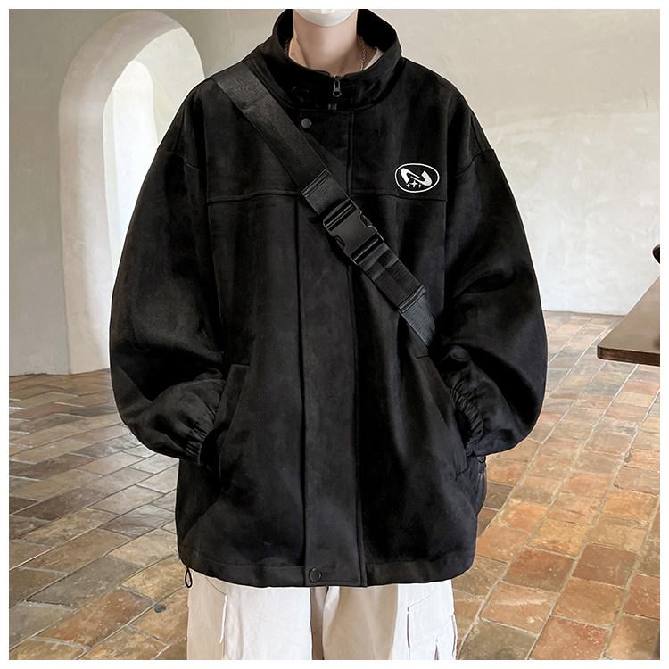 Men's Retro Heavyweight Suede Stand-up Collar Winter Jacket - Casual, Versatile, Trendy Outerwear