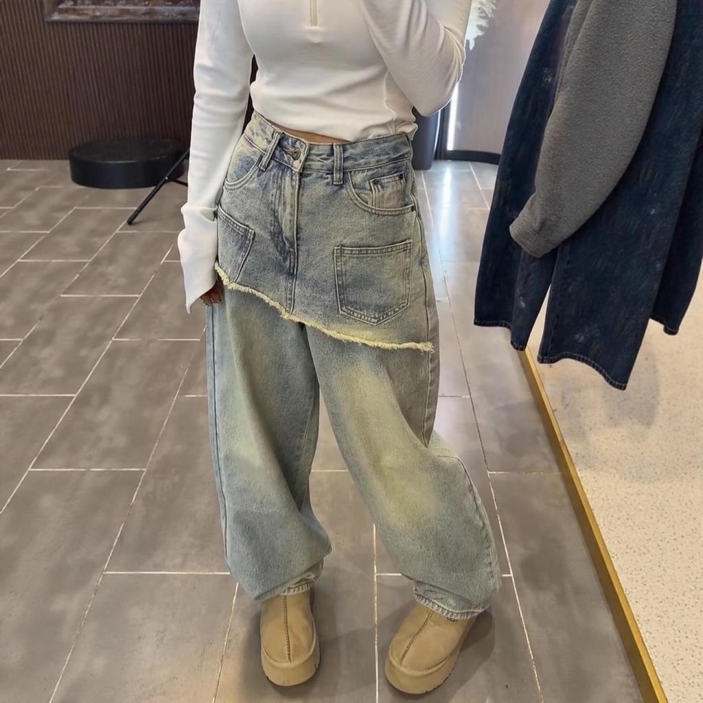 Frühling 2026 High-Waist schmeichelnde Wide-Leg Jeans, Birnenform, Makelverdeckend, Vielseitig, Modisch, Ausgefranster Saum